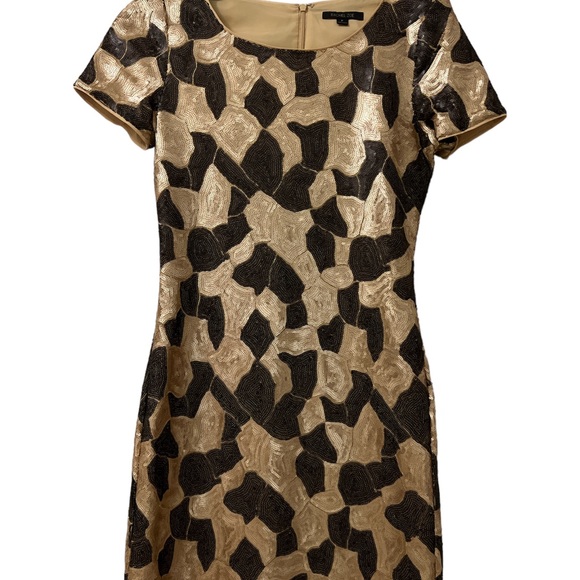 EUC barely worn Rachel Zoe dress. Gorgeous gold and black sequins pattern - Picture 2 of 3
